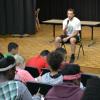 West fielded questions from middle school kids at B4 Youth Program.